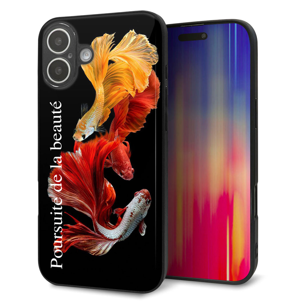 iPhone16 Plus 強化ガラス&TPUスマホケース ガラプリ【MA956 金魚 A】