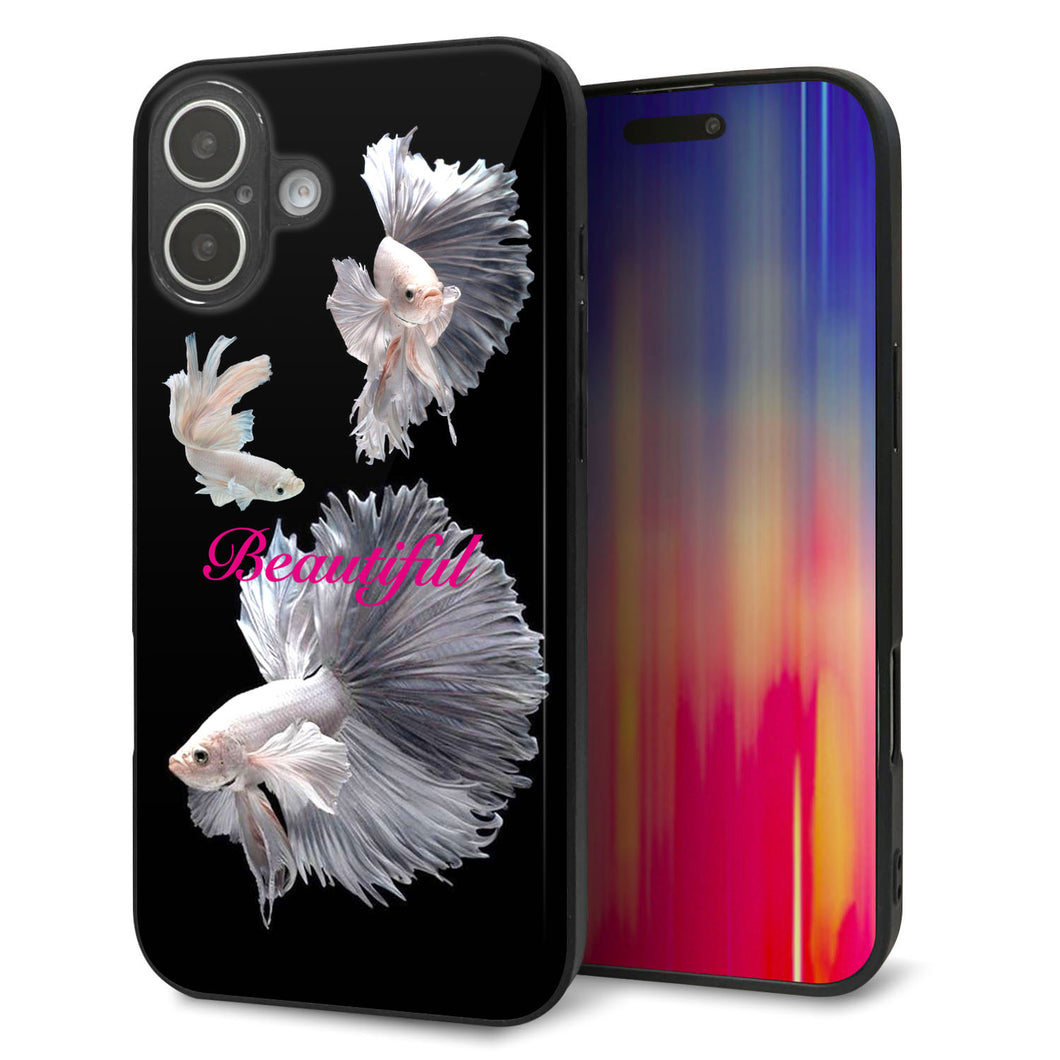 iPhone16 Plus 強化ガラス&TPUスマホケース ガラプリ【MA957 金魚 B】