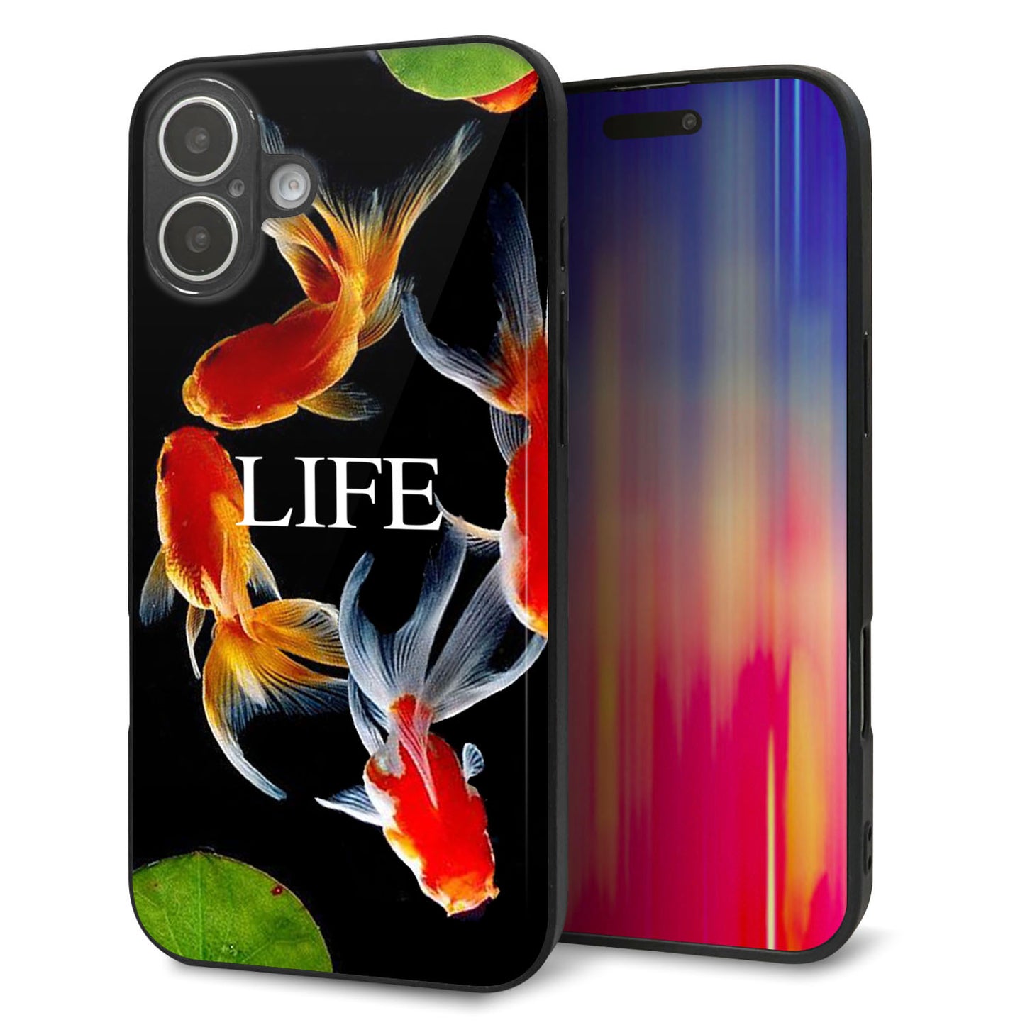 iPhone16 Plus 強化ガラス&TPUスマホケース ガラプリ【MA958 金魚 C】