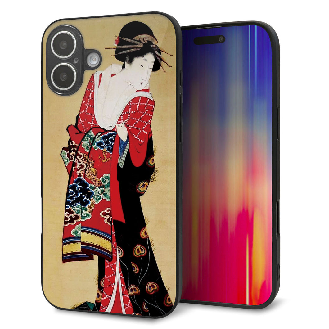 iPhone16 Plus 強化ガラス&TPUスマホケース ガラプリ【MA965 花魁 A】