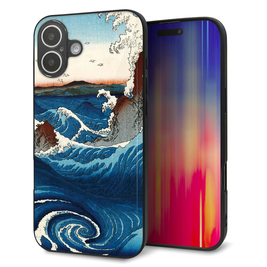 iPhone16 Plus 強化ガラス&TPUスマホケース ガラプリ【MA968 波】