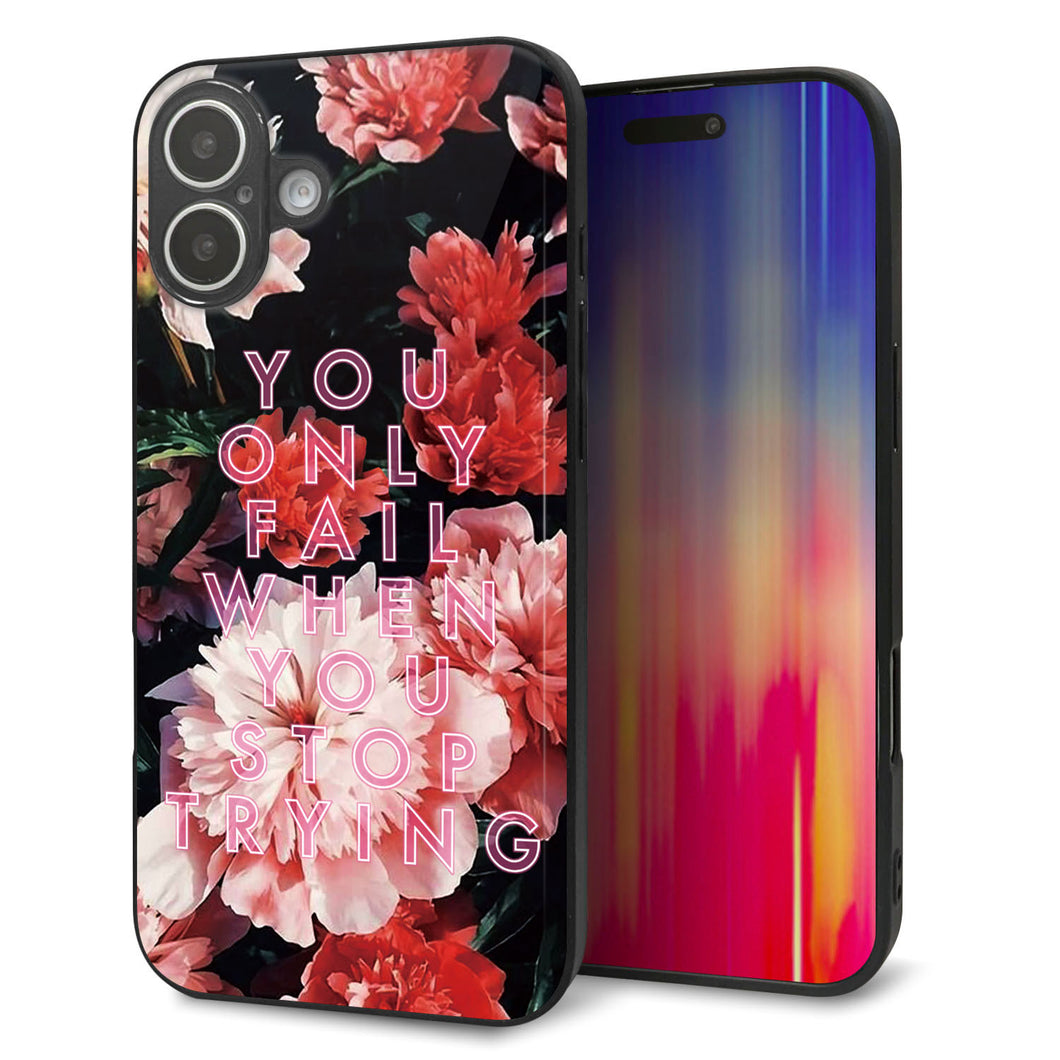 iPhone16 Plus 強化ガラス&TPUスマホケース ガラプリ【MA994 フラワーC】