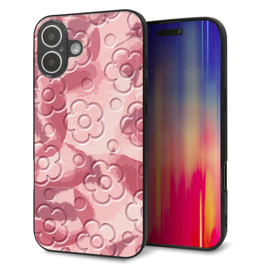 iPhone16 Plus 強化ガラス&TPUスマホケース ガラプリ【SC846 フラワーヴェルニ花ピンク(ローズヴェルール)】