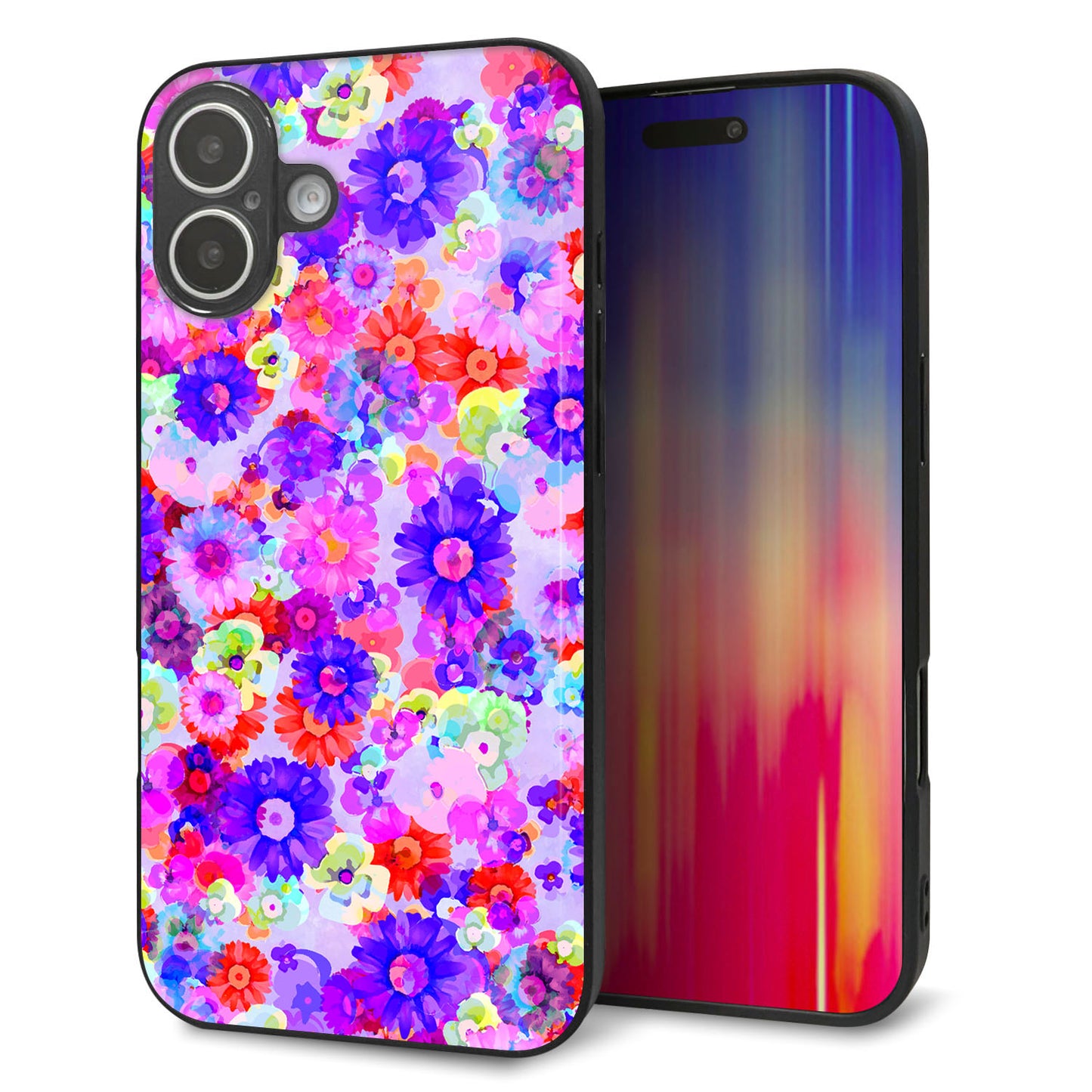 iPhone16 Plus 強化ガラス&TPUスマホケース ガラプリ【SC868 リバティプリント フルールドパルファン(パープル)】