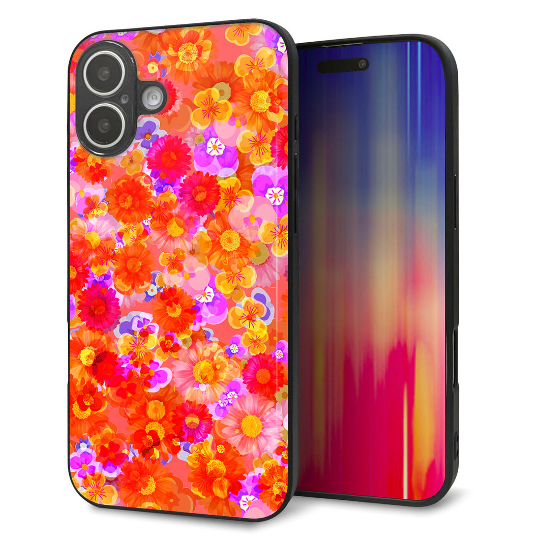 iPhone16 Plus 強化ガラス&TPUスマホケース ガラプリ【SC871 リバティプリント フルールドパルファン(レッド)】