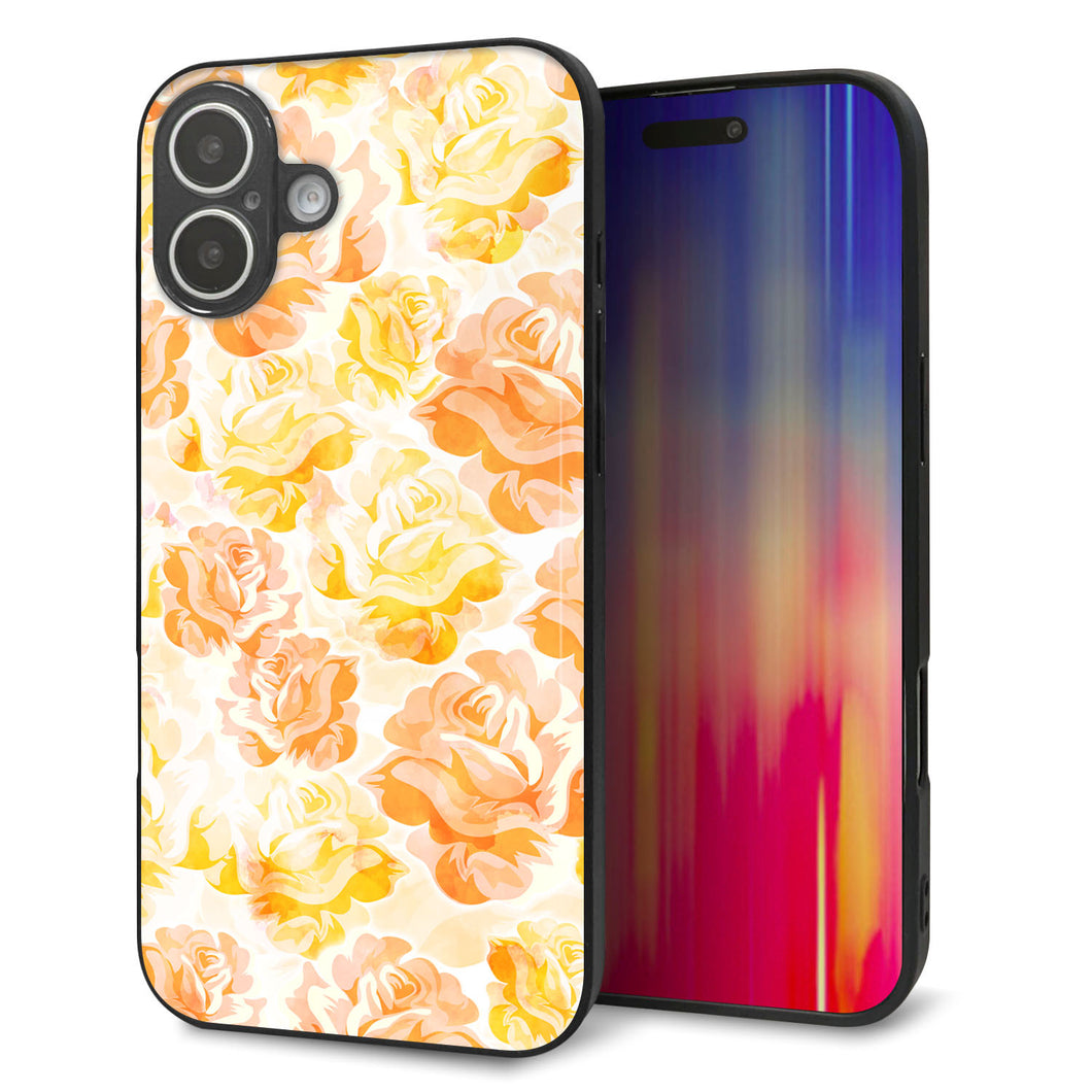 iPhone16 Plus 強化ガラス&TPUスマホケース ガラプリ【SC931 ローズ イエロー】