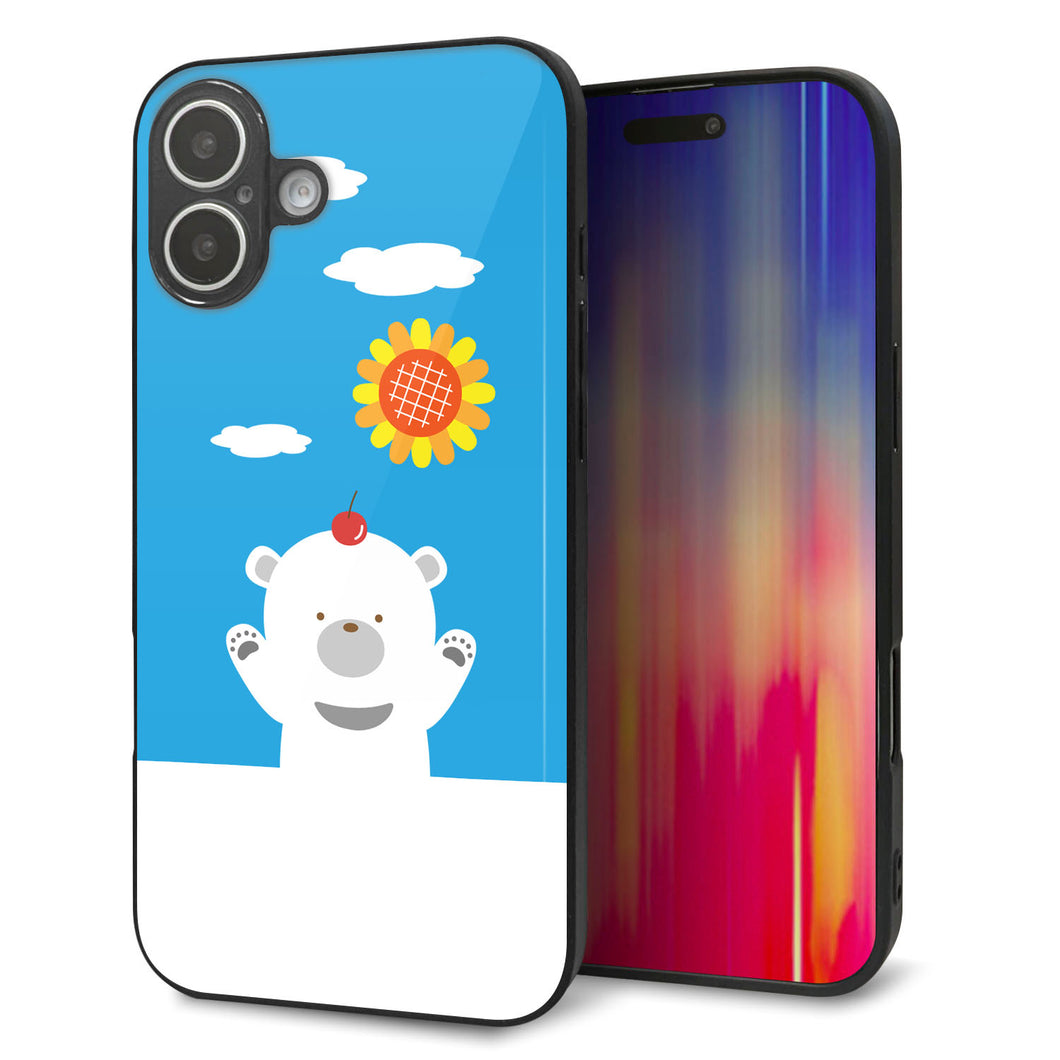 iPhone16 Plus 強化ガラス&TPUスマホケース ガラプリ【TA017 夏くま】