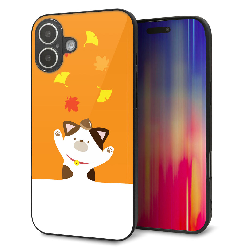iPhone16 Plus 強化ガラス&TPUスマホケース ガラプリ【TA018 秋みけ】