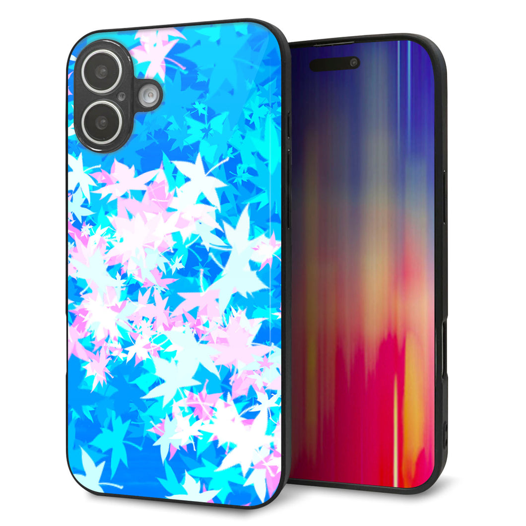 iPhone16 Plus 強化ガラス&TPUスマホケース ガラプリ【YJ290 デザインもみじ】