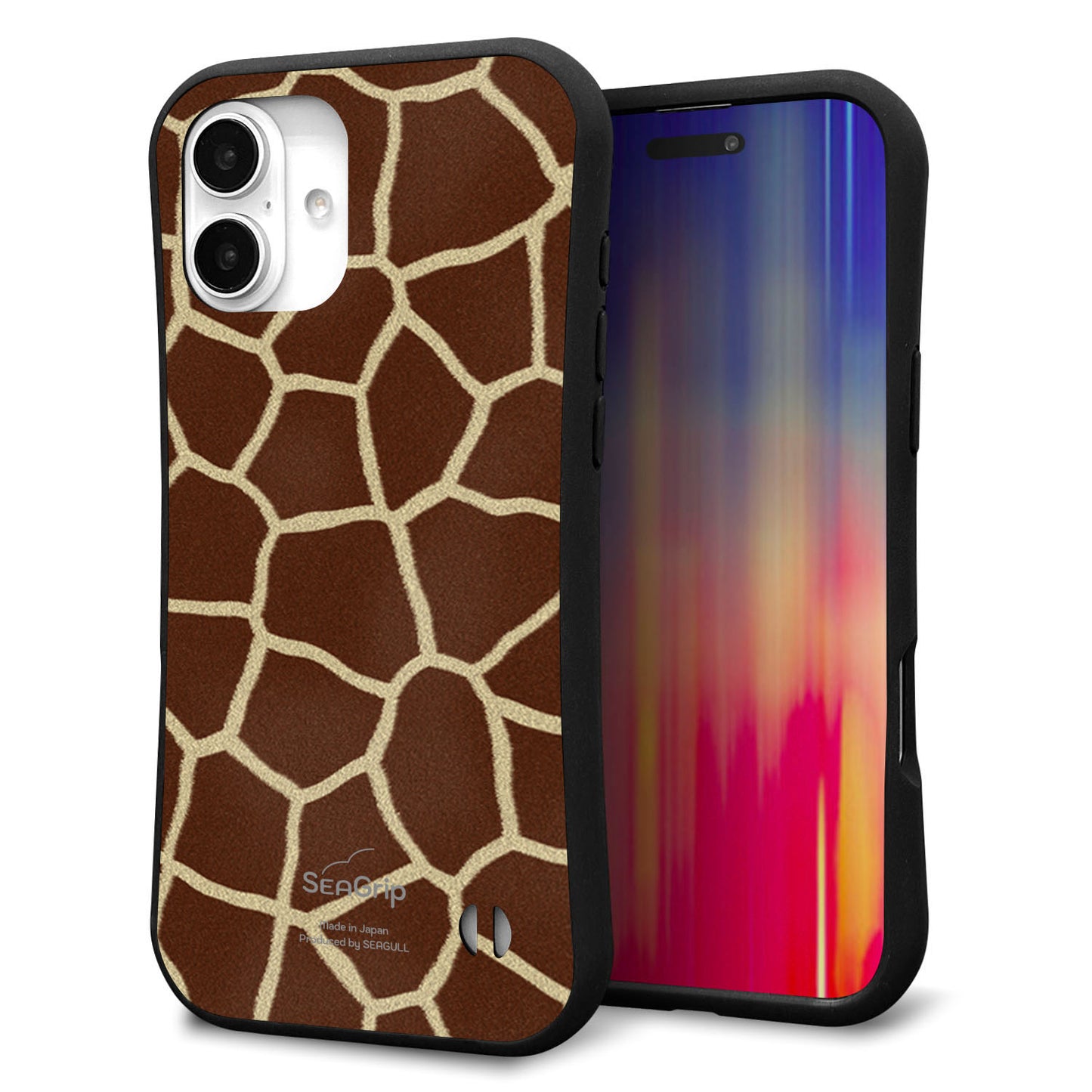 iPhone16 Plus スマホケース 「SEA Grip」 グリップケース Sライン 【209 キリンの背中】 UV印刷
