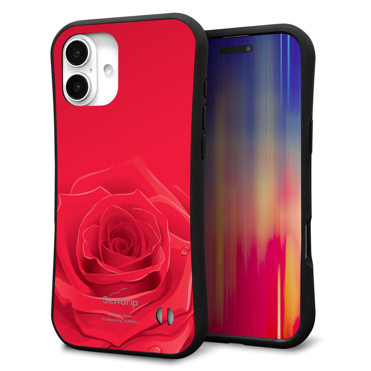 iPhone16 Plus スマホケース 「SEA Grip」 グリップケース Sライン 【395 赤いバラ】 UV印刷