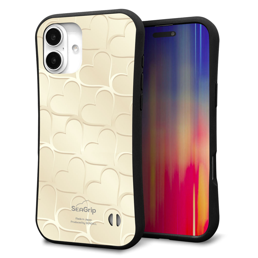 iPhone16 Plus スマホケース 「SEA Grip」 グリップケース Sライン 【630 かくれハート】 UV印刷
