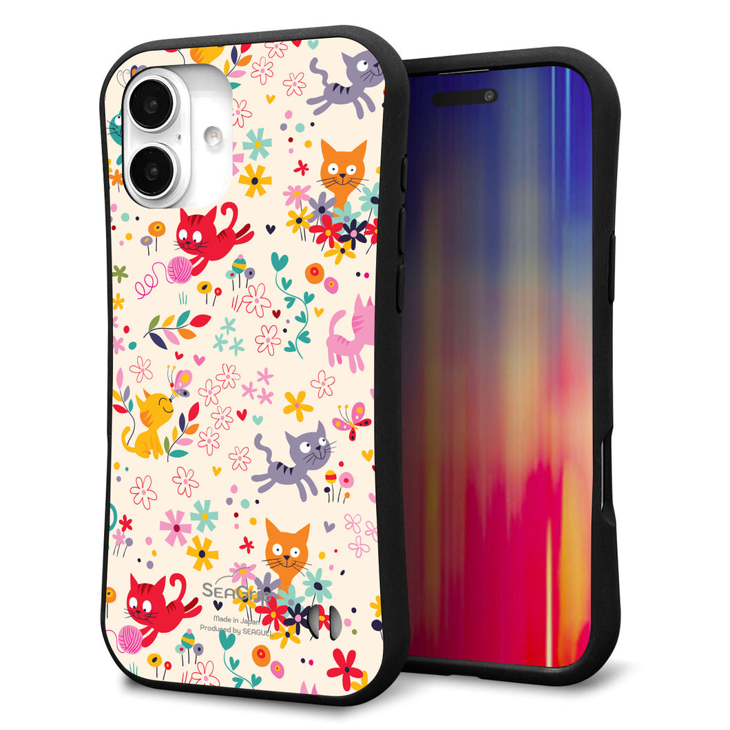 iPhone16 Plus スマホケース 「SEA Grip」 グリップケース Sライン 【693 ネコのあそび場】 UV印刷