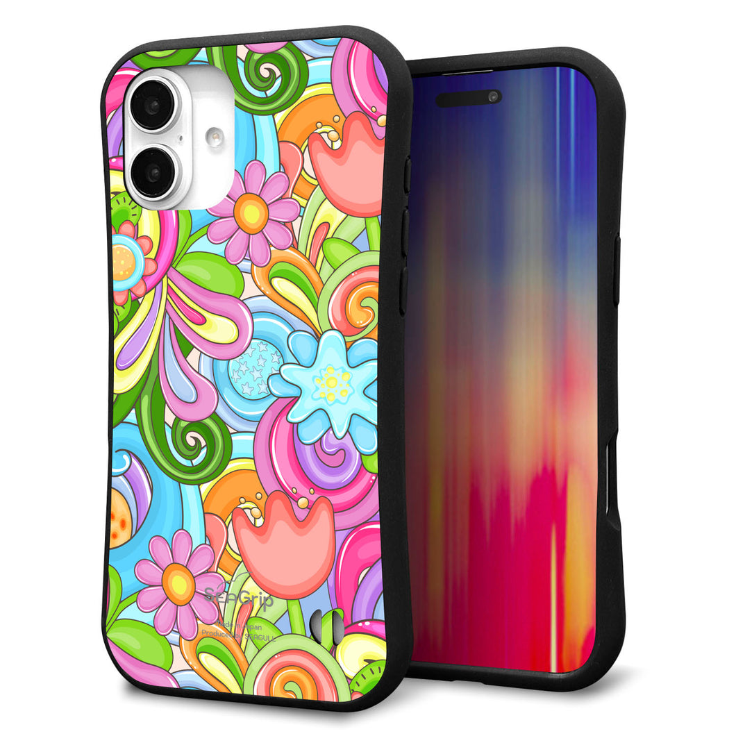 iPhone16 Plus スマホケース 「SEA Grip」 グリップケース Sライン 【713 ミラクルフラワー】 UV印刷