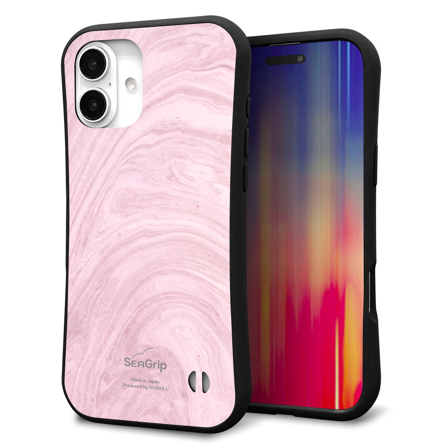 iPhone16 Plus スマホケース 「SEA Grip」 グリップケース Sライン 【KM873 大理石ラベンダー】 UV印刷