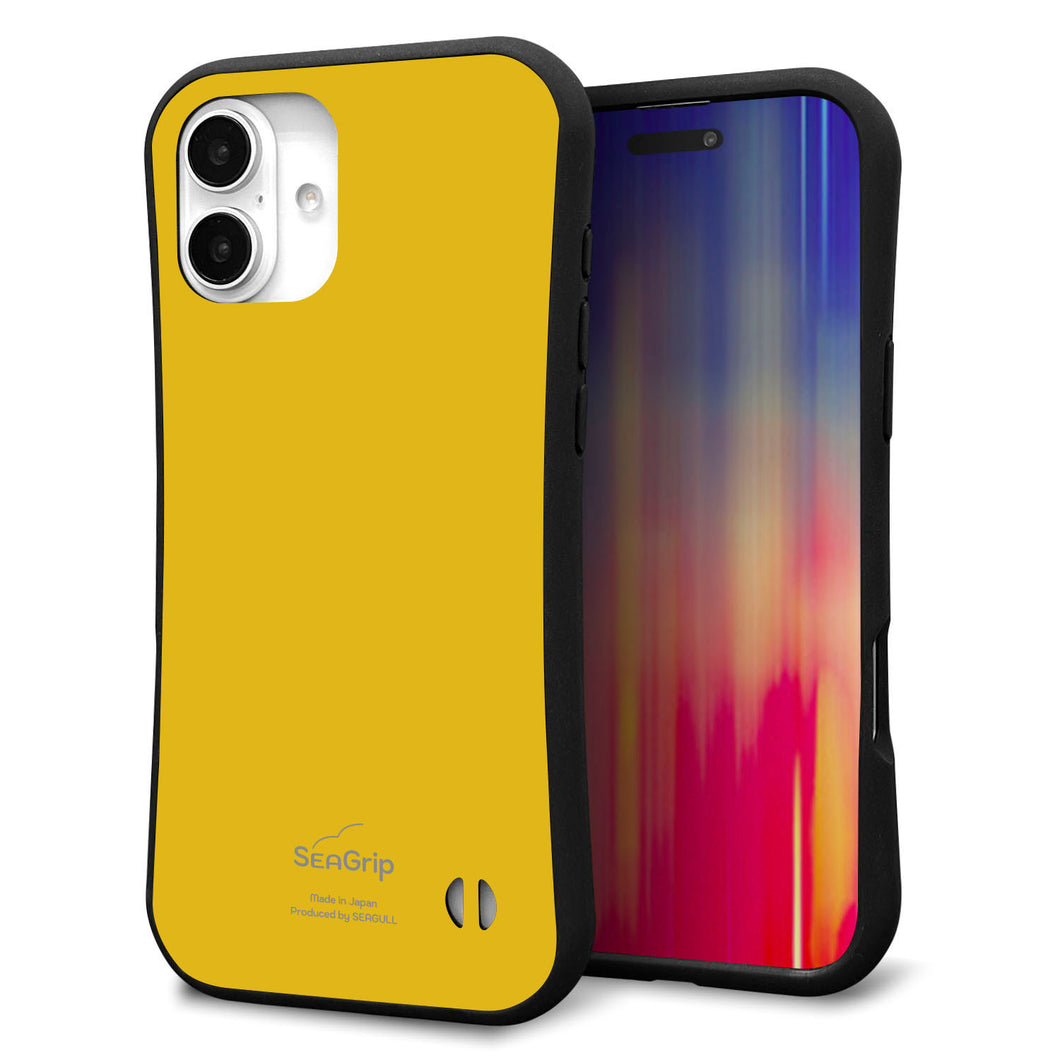 iPhone16 Plus スマホケース 「SEA Grip」 グリップケース Sライン 【KM920 レトロカラー(マスタード)】 UV印刷