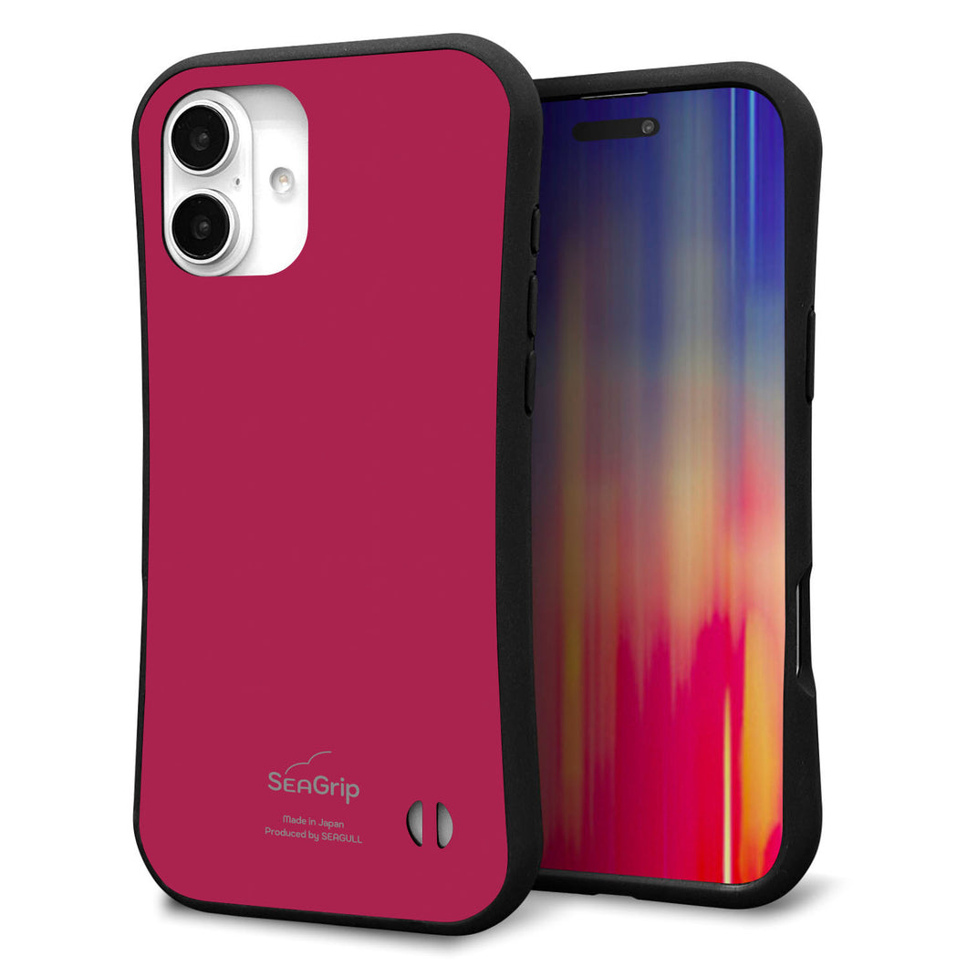 iPhone16 Plus スマホケース 「SEA Grip」 グリップケース Sライン 【KM921 レトロカラー(ダークピンク)】 UV印刷