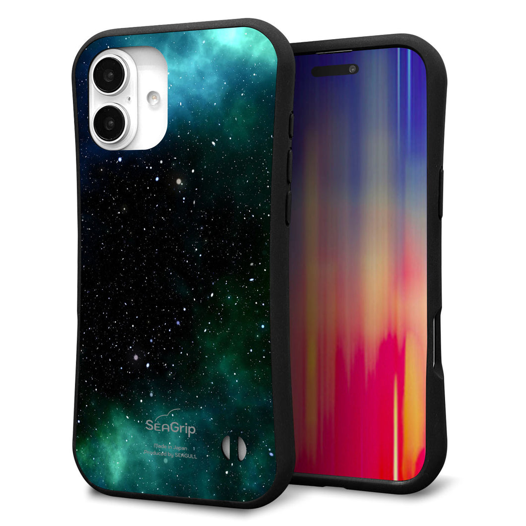 iPhone16 Plus スマホケース 「SEA Grip」 グリップケース Sライン 【KM927 Galaxias Green】 UV印刷