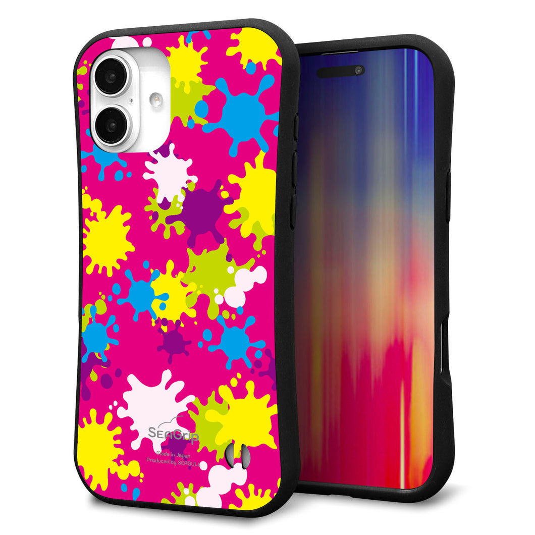 iPhone16 Plus スマホケース 「SEA Grip」 グリップケース Sライン 【MA876 ペイントピンク】 UV印刷