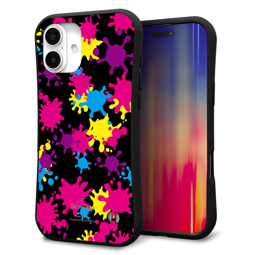 iPhone16 Plus スマホケース 「SEA Grip」 グリップケース Sライン 【MA877 ペイントブラック】 UV印刷