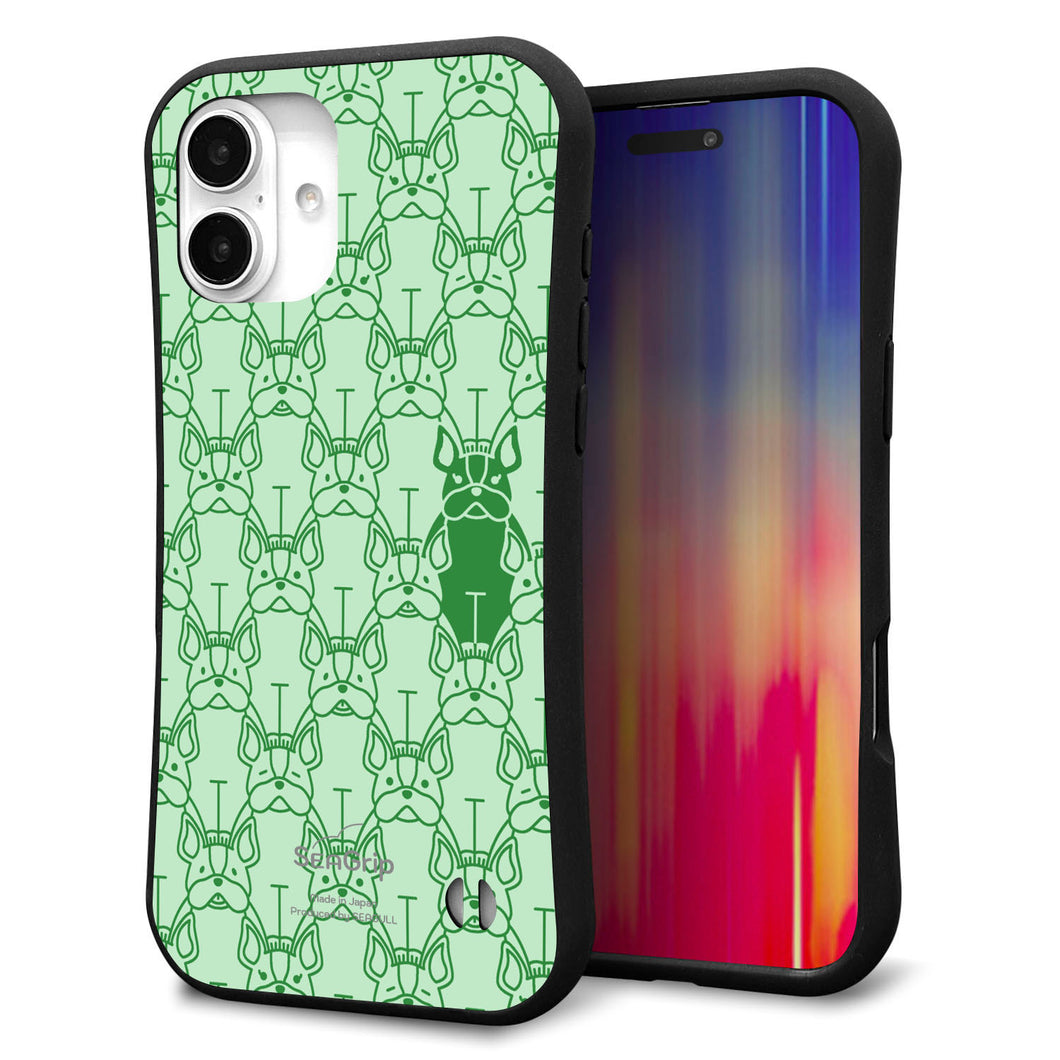 iPhone16 Plus スマホケース 「SEA Grip」 グリップケース Sライン 【MA916 パターン ドッグ】 UV印刷
