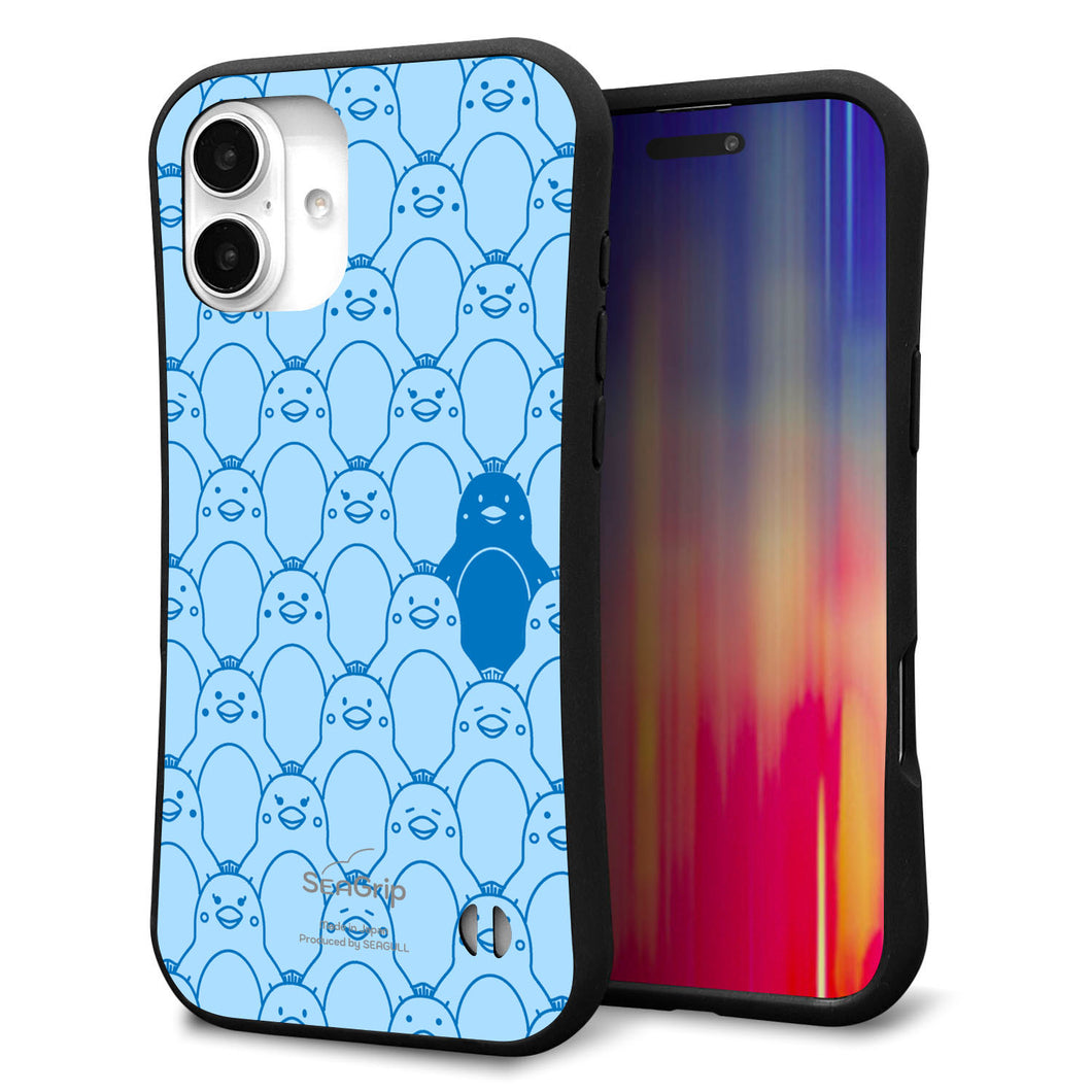 iPhone16 Plus スマホケース 「SEA Grip」 グリップケース Sライン 【MA917 パターン ペンギン】 UV印刷