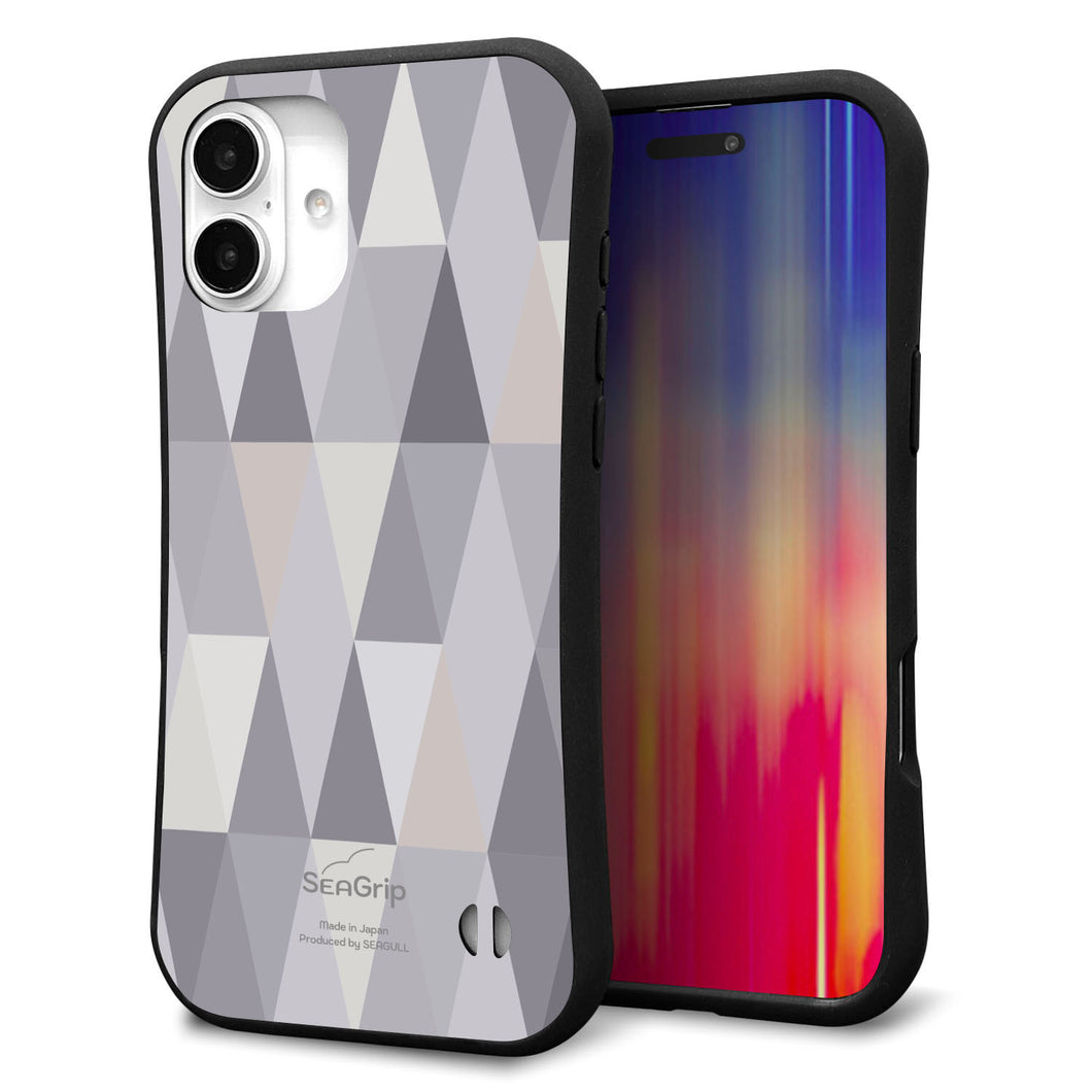 iPhone16 Plus スマホケース 「SEA Grip」 グリップケース Sライン 【MG801 くすみブルー】 UV印刷