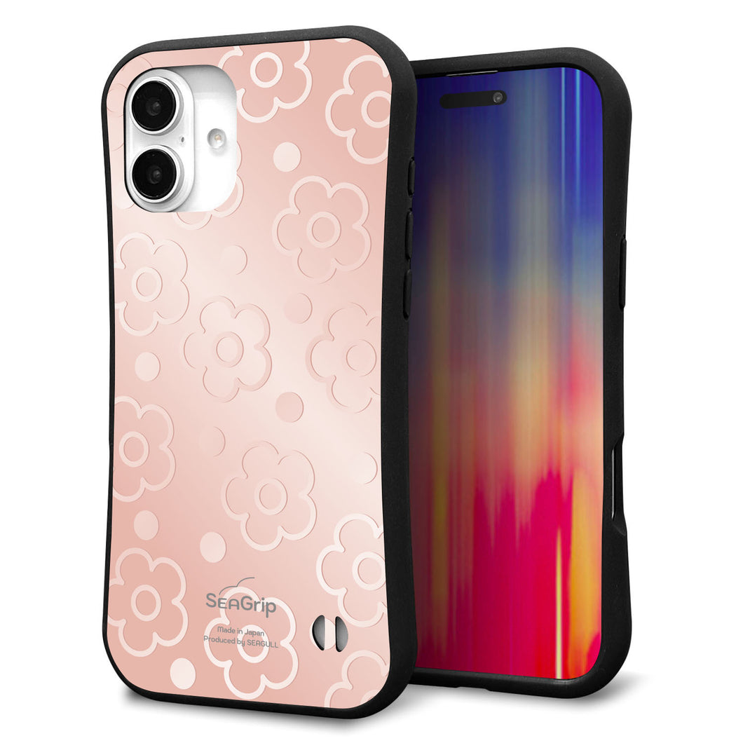 iPhone16 Plus スマホケース 「SEA Grip」 グリップケース Sライン 【SC843 エンボス風デイジーシンプル(ローズピンク)】 UV印刷