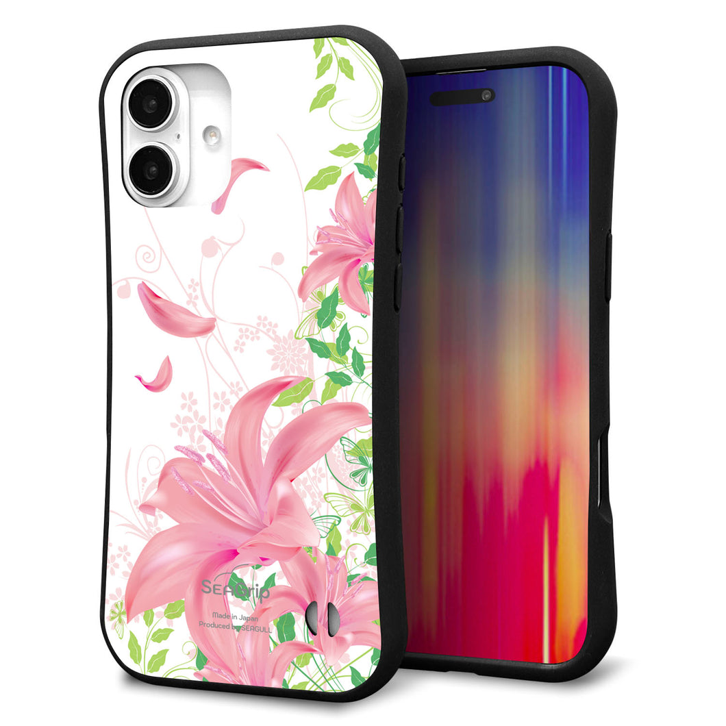 iPhone16 Plus スマホケース 「SEA Grip」 グリップケース Sライン 【SC849 ユリ(ピンク)】 UV印刷