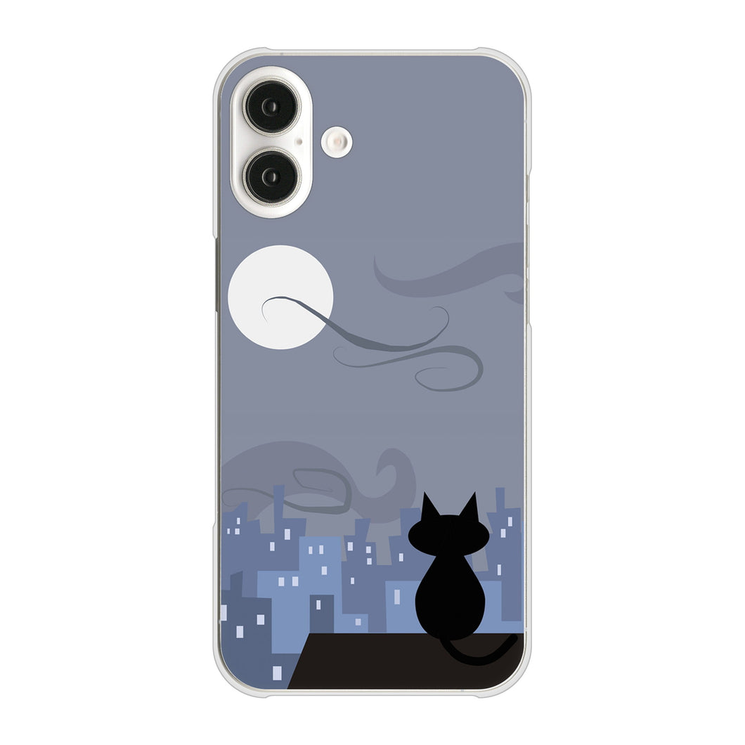 iPhone16 Plus 高画質仕上げ 背面印刷 ハードケース夜とネコ