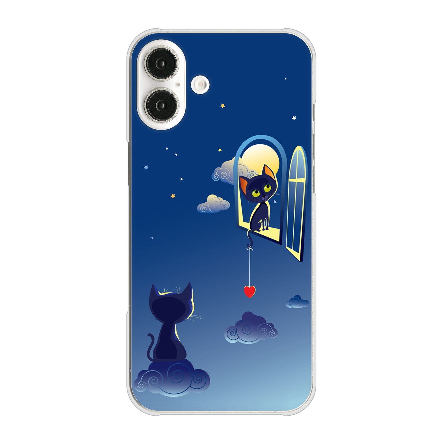 iPhone16 Plus 高画質仕上げ 背面印刷 ハードケース夜とネコ