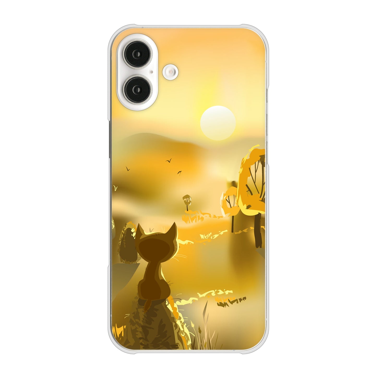 iPhone16 Plus 高画質仕上げ 背面印刷 ハードケース 【400 たそがれの猫】