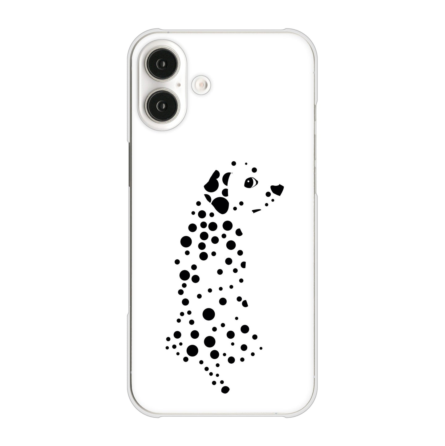 iPhone16 Plus 高画質仕上げ 背面印刷 ハードケース 【1038 振り向くダルメシアン(WH)】