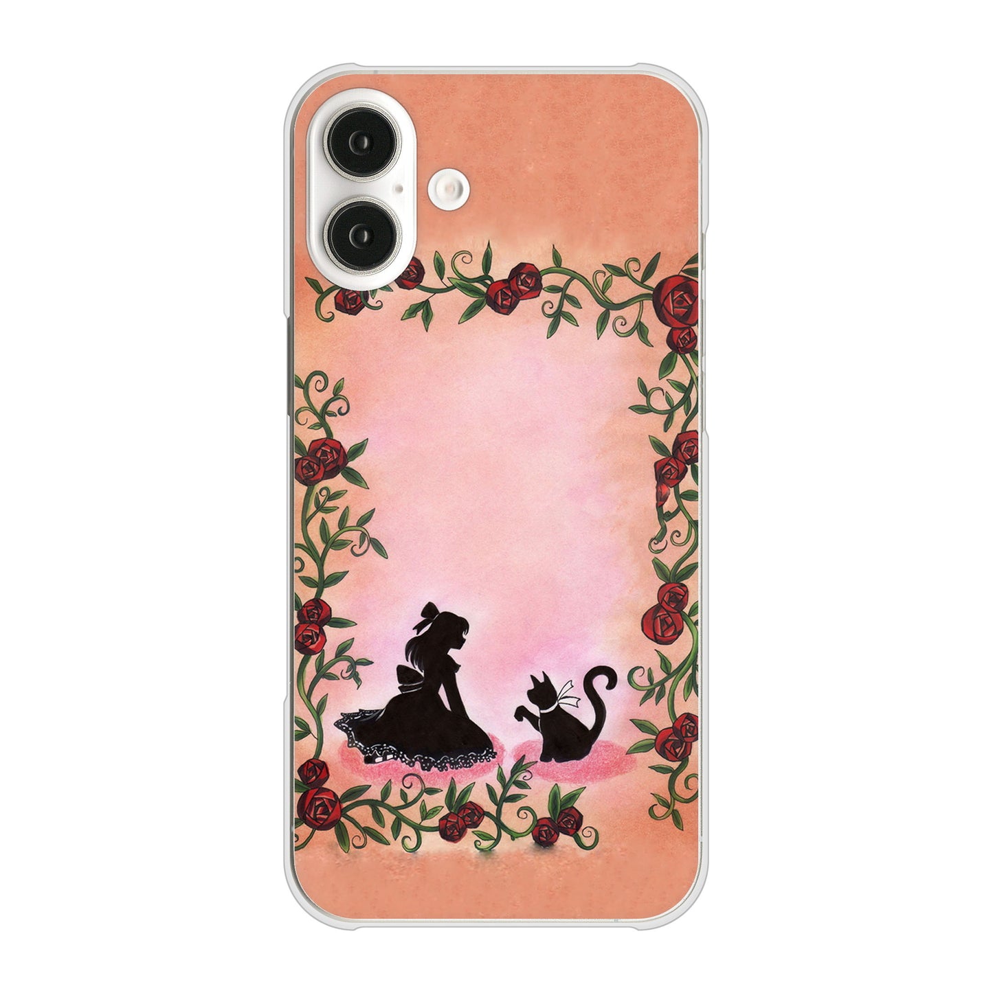 iPhone16 Plus 高画質仕上げ 背面印刷 ハードケースお姫様とネコ