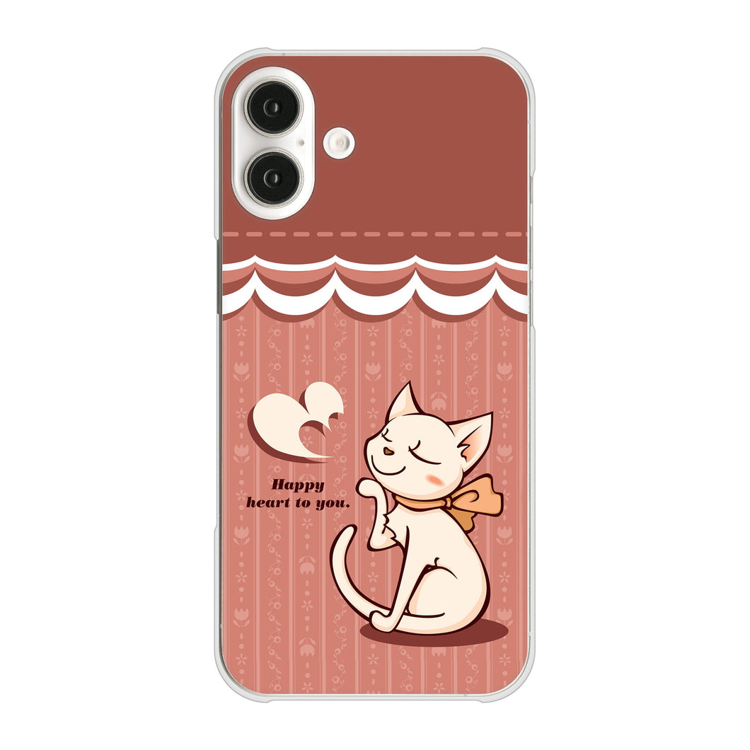 iPhone16 Plus 高画質仕上げ 背面印刷 ハードケース 【1102 ネコの投げキッス】