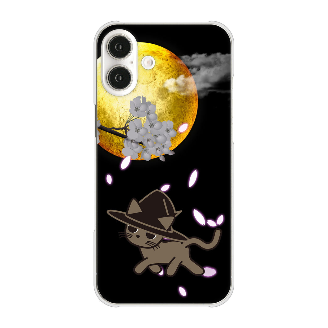 iPhone16 Plus 高画質仕上げ 背面印刷 ハードケース夜とネコ