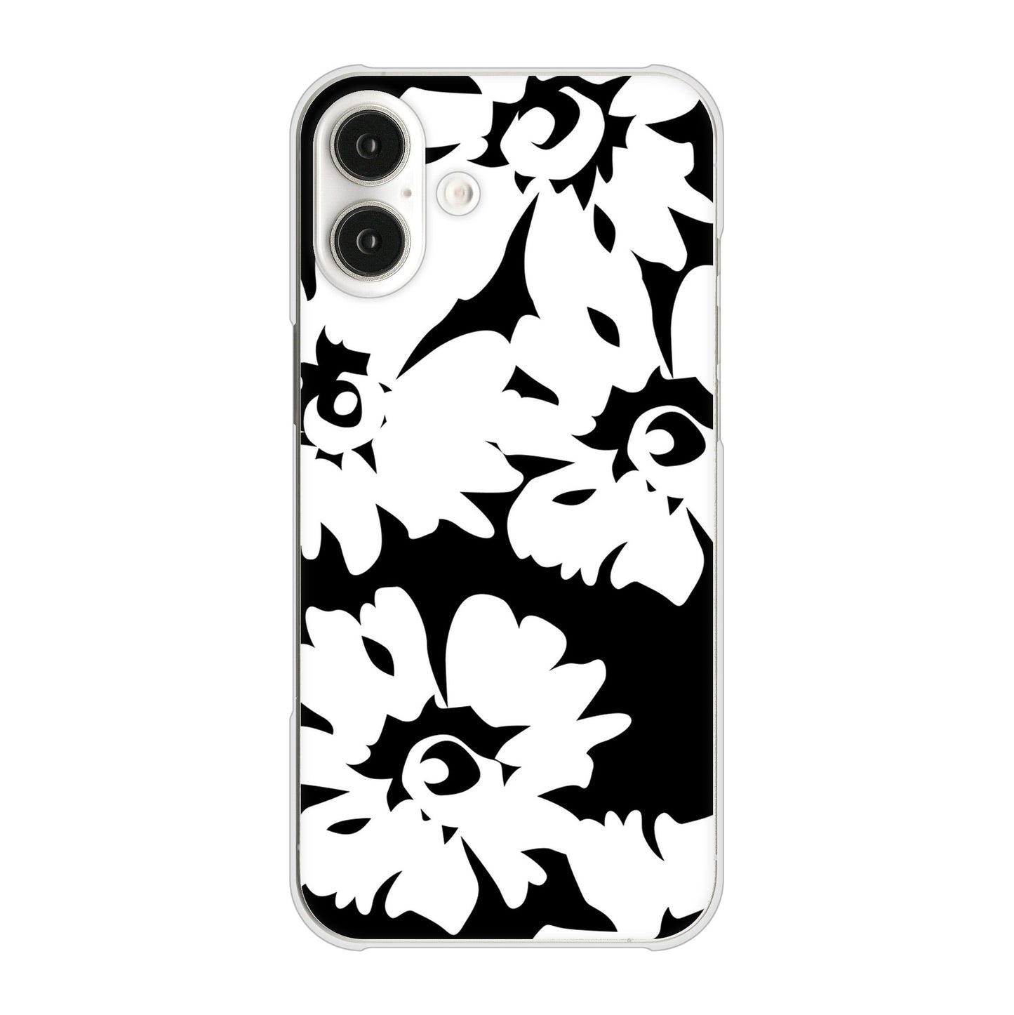 iPhone16 Plus 高画質仕上げ 背面印刷 ハードケース 【1215 モダンフラワー】