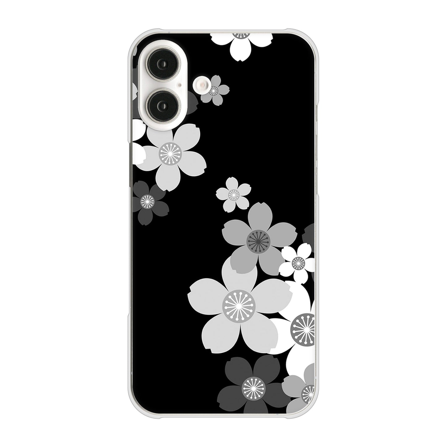 iPhone16 Plus 高画質仕上げ 背面印刷 ハードケース 【1334 桜のフレーム】
