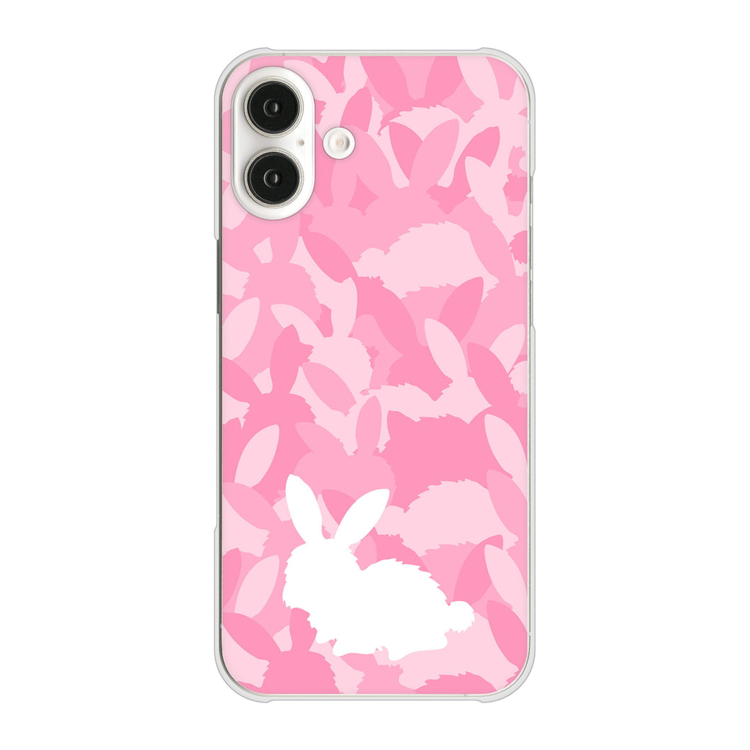 iPhone16 Plus 高画質仕上げ 背面印刷 ハードケースむかいあぐる うさぎ迷彩風
