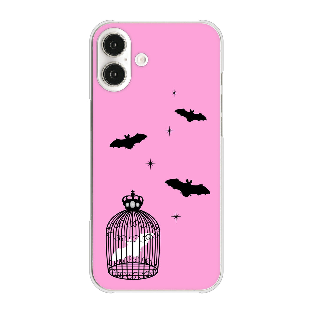 iPhone16 Plus 高画質仕上げ 背面印刷 ハードケースむかいあぐる こうもりの王冠鳥かご