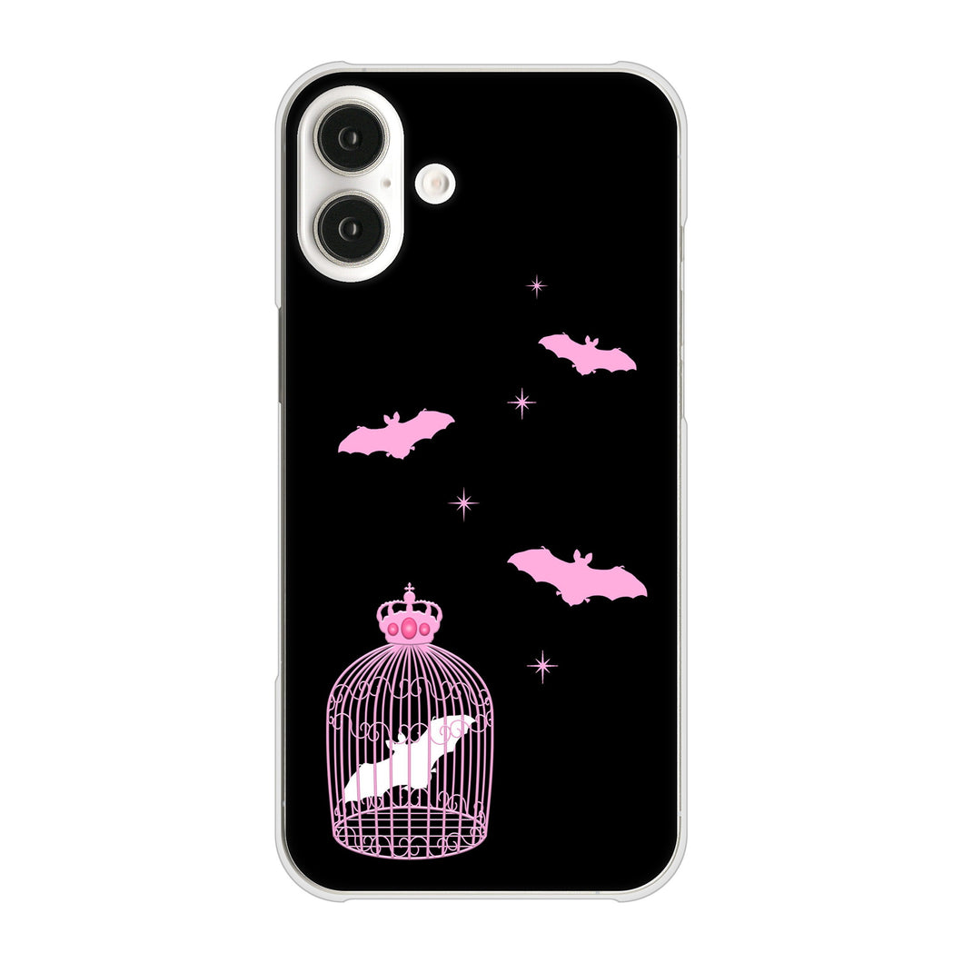 iPhone16 Plus 高画質仕上げ 背面印刷 ハードケースむかいあぐる こうもりの王冠鳥かご