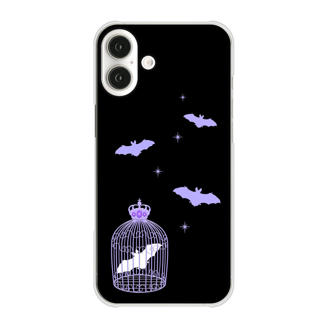 iPhone16 Plus 高画質仕上げ 背面印刷 ハードケースむかいあぐる こうもりの王冠鳥かご