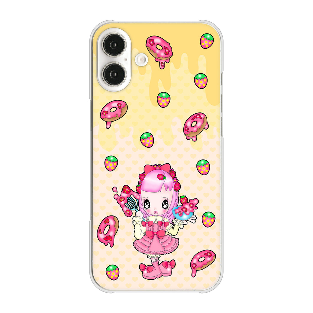iPhone16 Plus 高画質仕上げ 背面印刷 ハードケースむかいあぐる ストロベリードーナツ