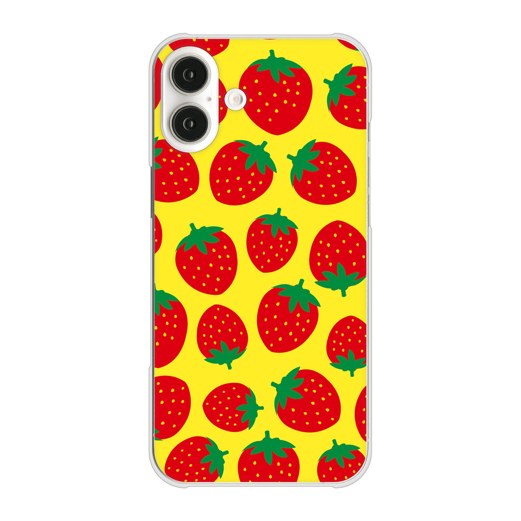 iPhone16 Plus 高画質仕上げ 背面印刷 ハードケース小さいイチゴ模様