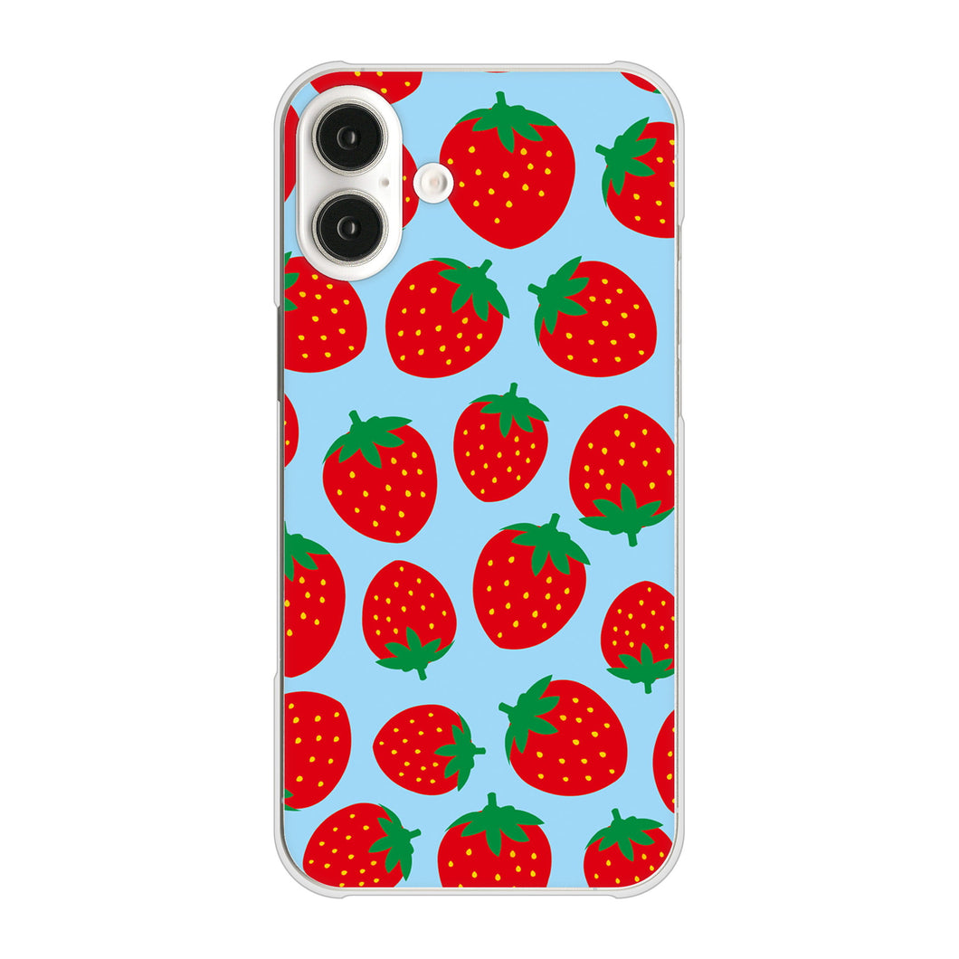 iPhone16 Plus 高画質仕上げ 背面印刷 ハードケース小さいイチゴ模様