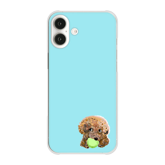 iPhone16 Plus 高画質仕上げ 背面印刷 ハードケーストイプードル&ボール