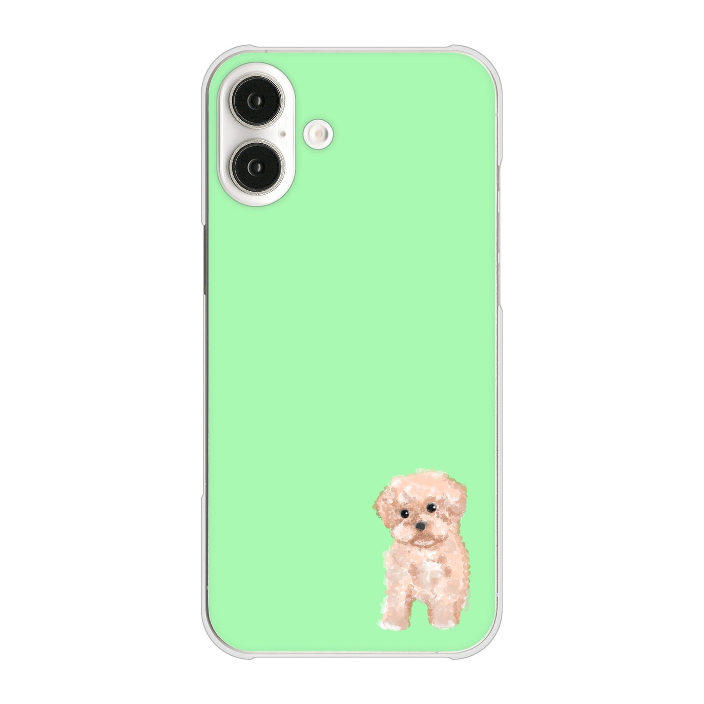 iPhone16 Plus 高画質仕上げ 背面印刷 ハードケーストイプードルアプリコット