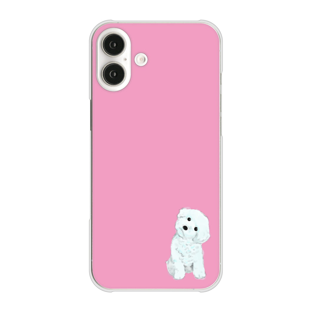 iPhone16 Plus 高画質仕上げ 背面印刷 ハードケーストイプードルホワイト