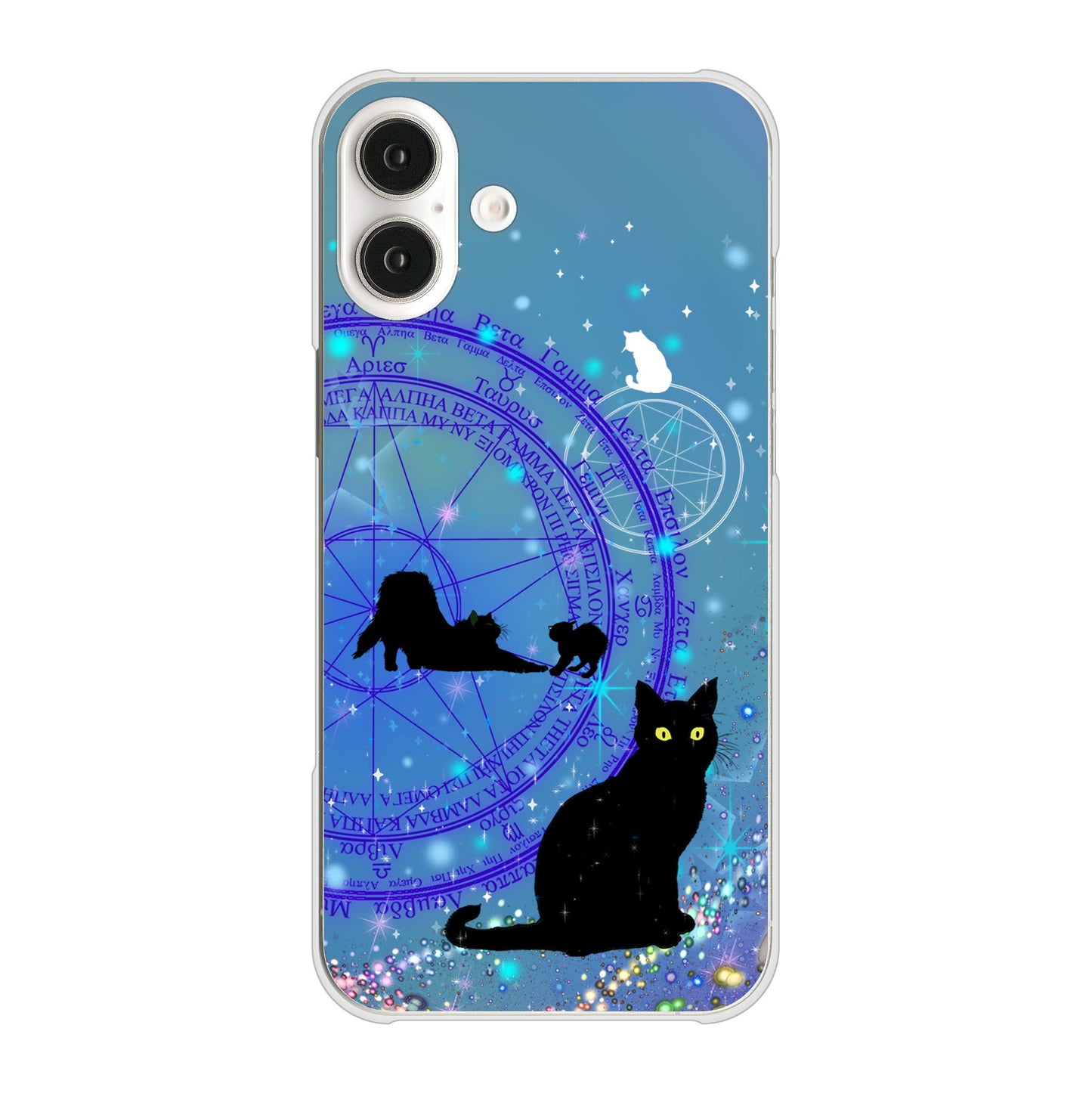 iPhone16 Plus 高画質仕上げ 背面印刷 ハードケース魔法陣猫