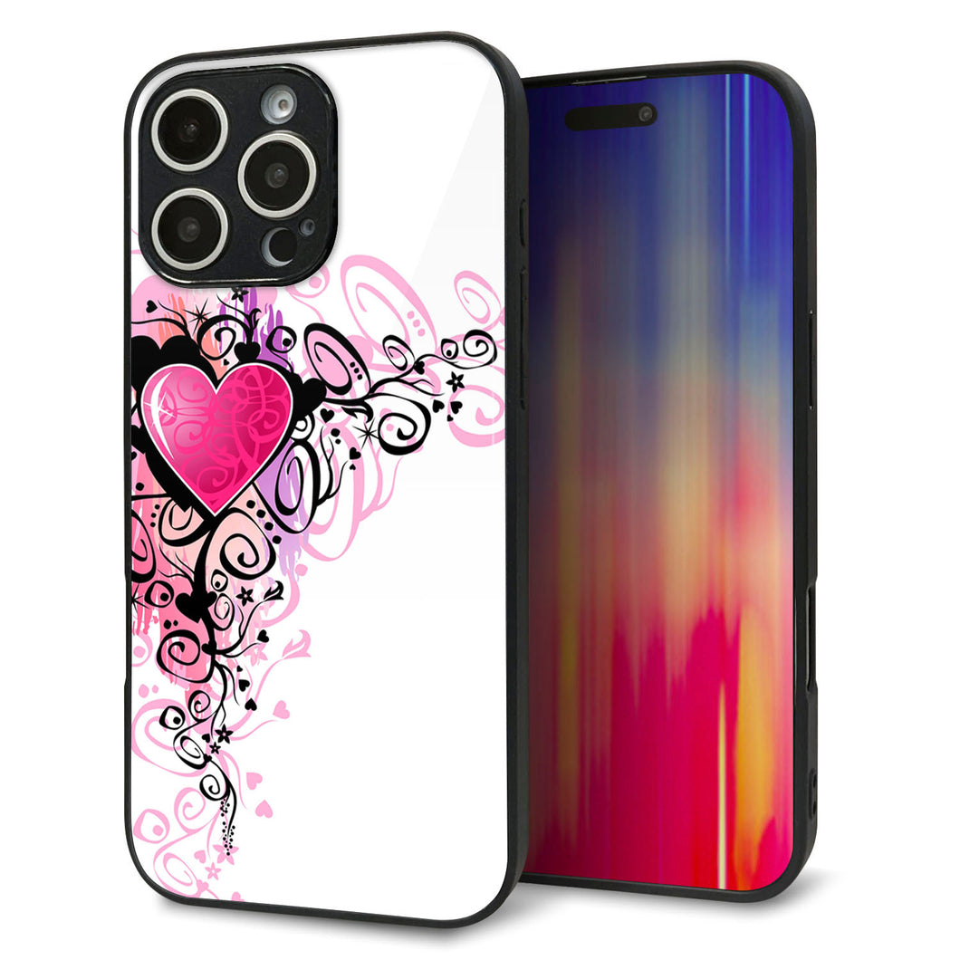 iPhone16 Pro Max 強化ガラス&TPUスマホケース ガラプリ【007 スタイリッシュハート】